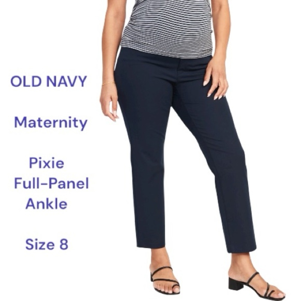Maternity Old Navy Full-Panel Pixie Straight Blue Ankle Pants Size 8